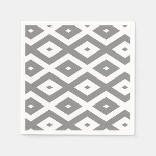 Serviette En Papier Motif de diamants gris et blanc