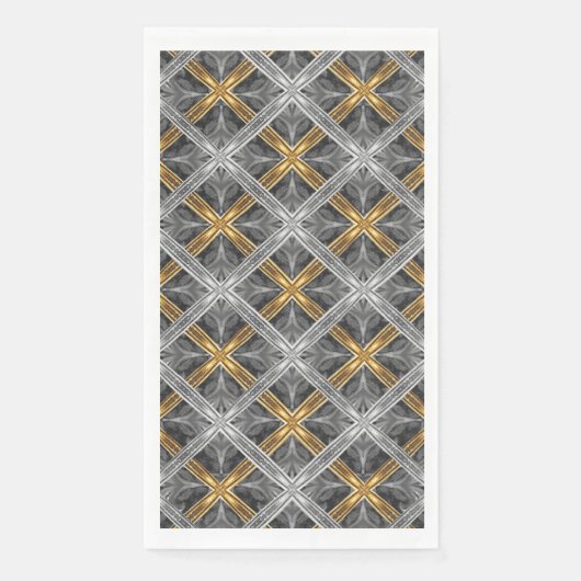 Serviette En Papier Motif de diamants Lacés d'or, d'argent et gris (Devant)