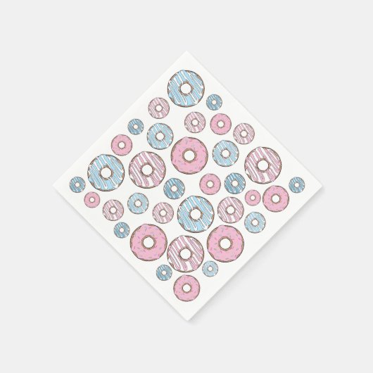 Serviette En Papier Motif De Donuts, Donuts Roses, Donuts Bleus (Coin)