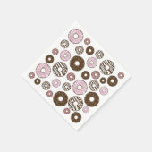 Serviette En Papier Motif De Donuts, Donuts Roses, Donuts Brown (Coin)