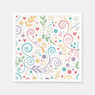 Serviette En Papier Motif de doodle coloré et transparent
