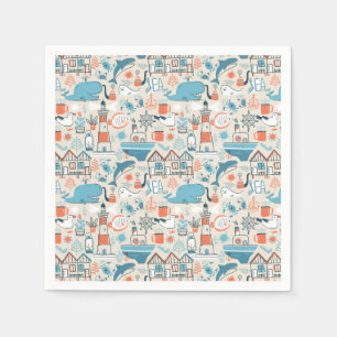 Serviette En Papier Motif de doodle mignon de la mer du Nord