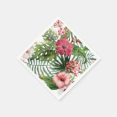 Serviette En Papier Motif de feuillage des fleurs d'hibiscus tropicaux (Coin)