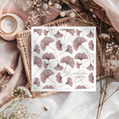 Serviette En Papier Motif de feuillage moderne Dusty Pink Ginkgo