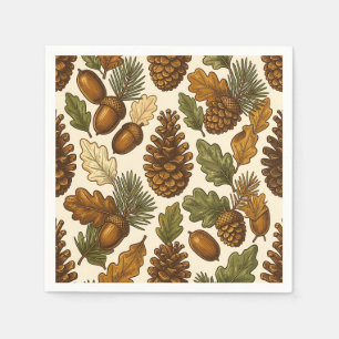 Serviette En Papier Motif de feuille de chêne et de pomme de pin Autom