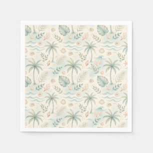 Serviette En Papier Motif de feuille de palmier tropical à l'aquarelle
