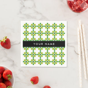 Serviette En Papier Motif de feuille, feuilles vertes, votre nom