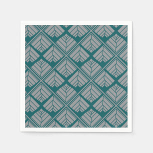 Serviette En Papier Motif de feuilles Carrés Turquoise neutre
