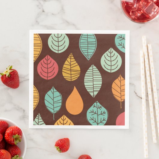 Serviette En Papier Motif de feuilles d'automne moderne (En situation)