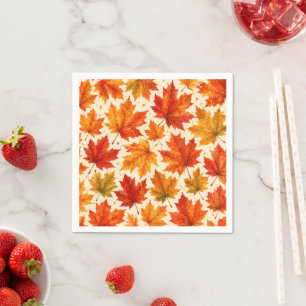 Serviette En Papier Motif de feuilles d'érable d'automne   Feuille rou