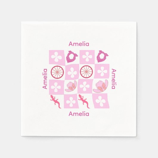 Serviette En Papier Motif de fille À damiers personnalisée (Devant)