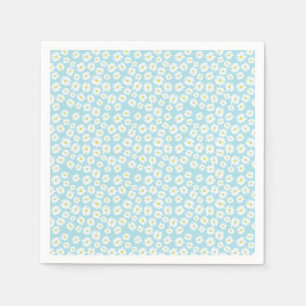 Serviette En Papier Motif de fleur de marguerite blanche jaune cyan
