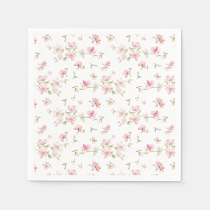 Serviette En Papier Motif de fleur rose mou d'aquarelle du monogramme