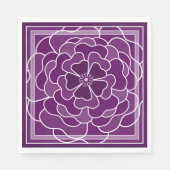 Serviette En Papier Motif de fleurs abstraites violet foncé (Devant)