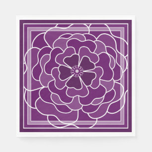 Serviette En Papier Motif de fleurs abstraites violet foncé
