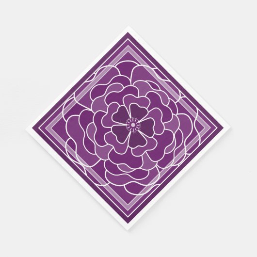 Serviette En Papier Motif de fleurs abstraites violet foncé (Coin)