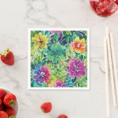 Serviette En Papier Motif de fleurs aquarelle (En situation)