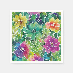 Serviette En Papier Motif de fleurs aquarelle