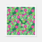 Serviette En Papier Motif de fleurs Art Déco - tons verts, fuchsia (Devant)