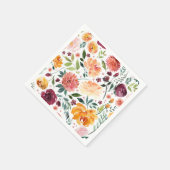 Serviette En Papier Motif de fleurs d'automne à l'aquarelle pour la fê (Coin)