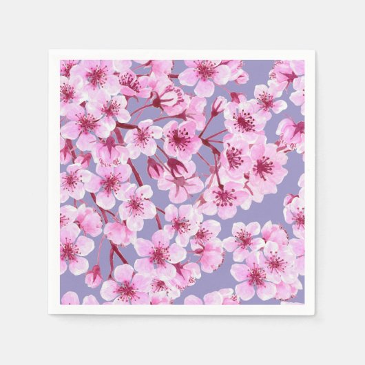 Serviette En Papier Motif de fleurs de cerisiers (Devant)