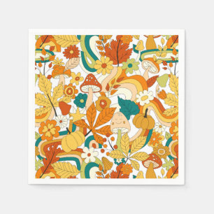Serviette En Papier Motif de fleurs de champignons Super rétro