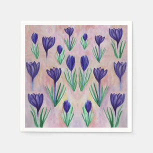 Serviette En Papier Motif de fleurs de crocus serviettes
