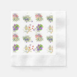 Serviette En Papier Motif de fleurs de forêt à l'aquarelle