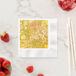 Serviette En Papier Motif de fleurs de lys d'Alphonse Mucha : Art nouv