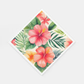 Serviette En Papier Motif de fleurs d'hibiscus tropicaux (Coin)