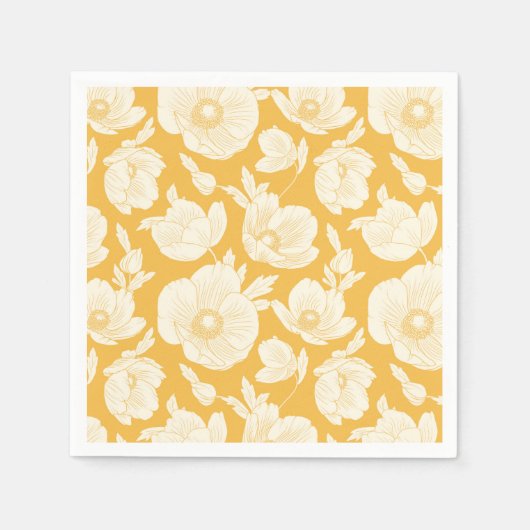 Serviette En Papier Motif de fleurs d'or (Devant)
