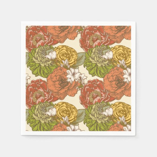 Serviette En Papier Motif de fleurs du jardin (Devant)