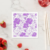 Serviette En Papier Motif de fleurs Hawaiian Hibiscus violet Napkins (En situation)
