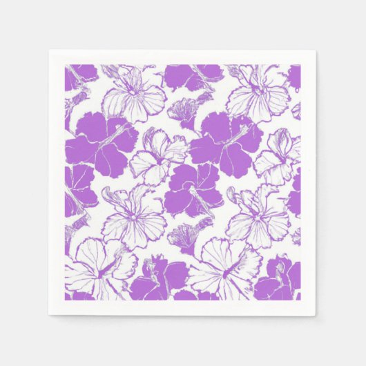 Serviette En Papier Motif de fleurs Hawaiian Hibiscus violet Napkins (Devant)