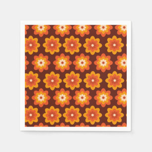 Serviette En Papier Motif de fleurs orange bohème hippie rétro groovy