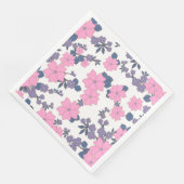Serviette En Papier Motif DE FLEURS ROSE ET PURPLE (Coin)