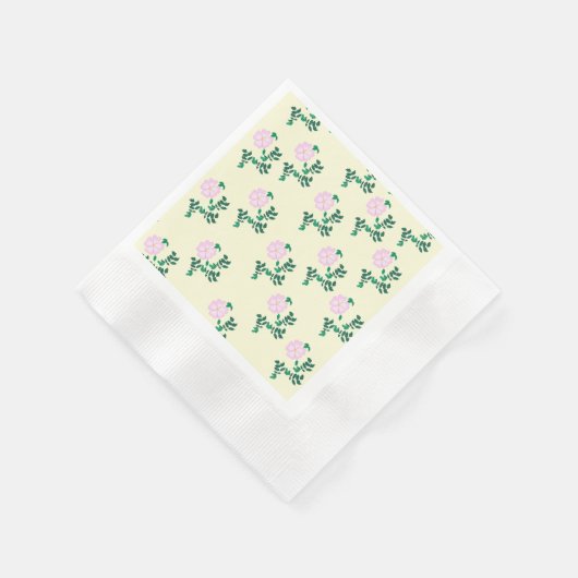 Serviette En Papier Motif de fleurs Roses retro Pastel rose (Coin)