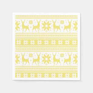 Serviette En Papier Motif de flocon de neige jaune de cerf de Noël d'h