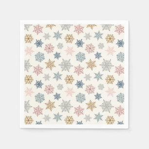 Serviette En Papier Motif de flocon de neige multicolore – Noël d'hive