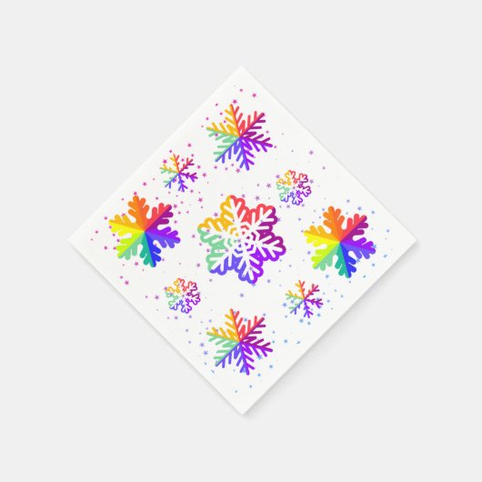 Serviette En Papier motif de flocons arc-en-ciel (Coin)