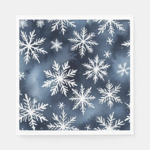 Serviette En Papier Motif de flocons de neige à l'aquarelle en bleu ma