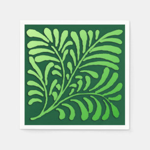 Serviette En Papier motif de fougères Art déco - tons verts