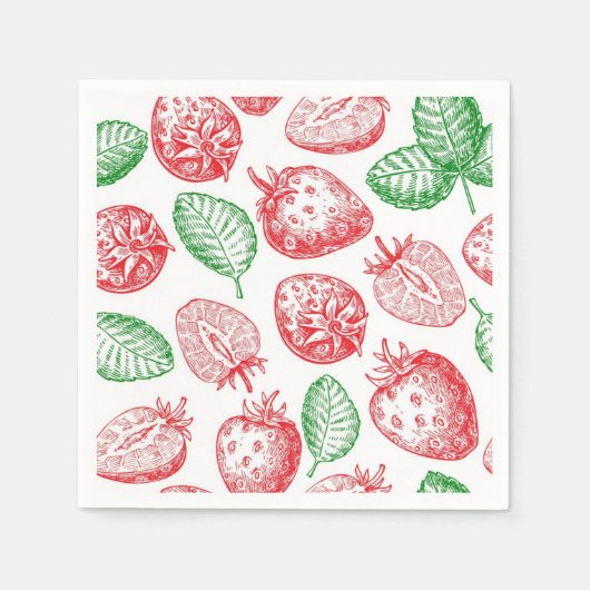 Serviette En Papier Motif de fraises (Devant)