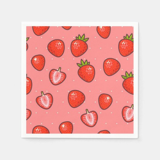 Serviette En Papier Motif de fraises (Devant)