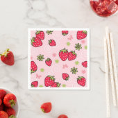 Serviette En Papier Motif de fraises (En situation)