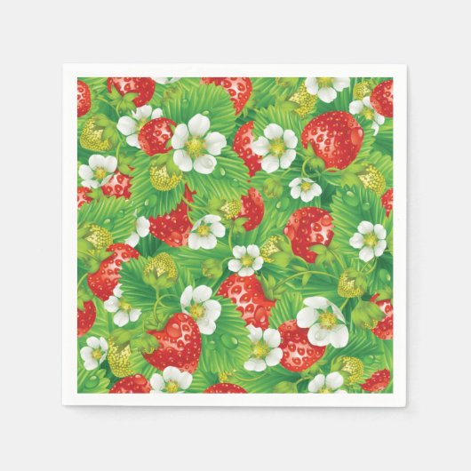 Serviette En Papier Motif de fraises (Devant)