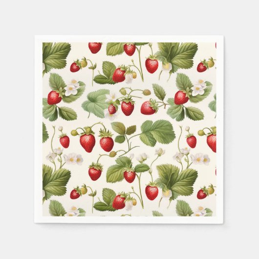 Serviette En Papier Motif de fraises Berry Bliss intemporel (Devant)