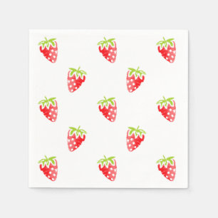 Serviette En Papier Motif de fraises d'aquarelle