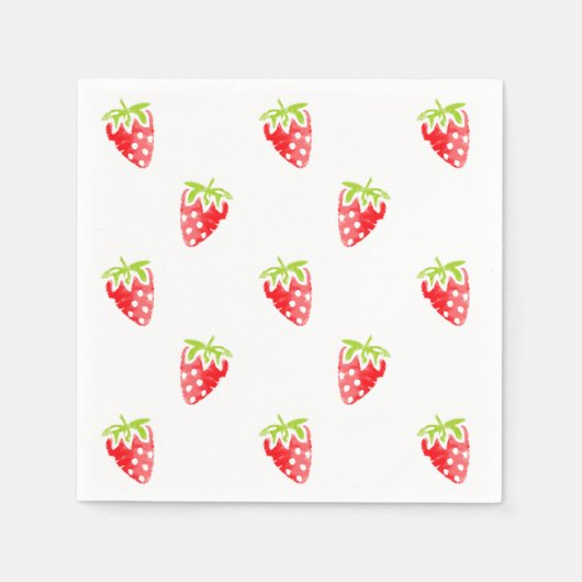 Serviette En Papier Motif de fraises d'aquarelle (Devant)