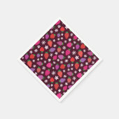 Serviette En Papier Motif de fraises et de fleurs blanches (Coin)